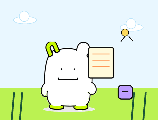 RANURANU mascot holding a note in a simple outdoor scene